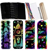 Supla 36 Sets 4 Style Magic Scratch Rainbow Bookmarks Making Kit for Kids Students Party Favor Sc...