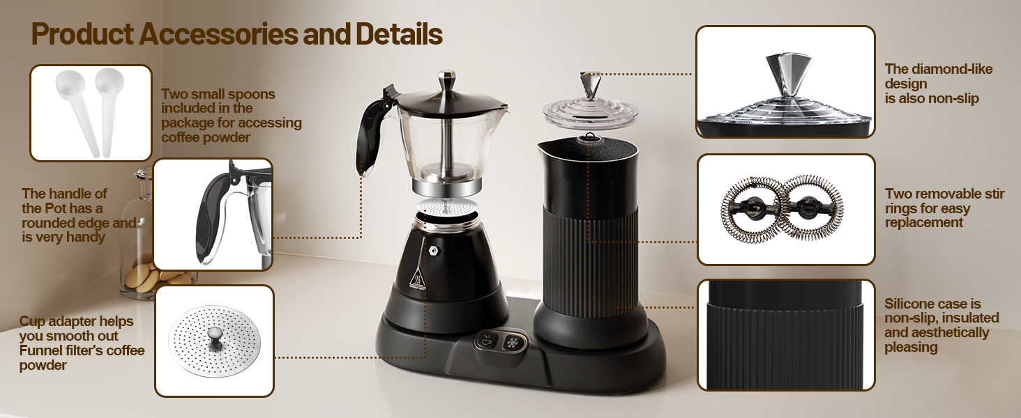 moka pot and milk frother