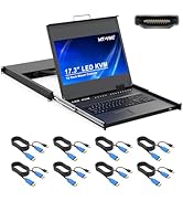 Rack Mount KVM HDMI with 17.3'' LCD Monitor, 1080P Support OSD/Hotkey, Included 8 KVM Ca...