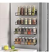 HuggieGems 4 Pack Magnetic Spice Rack Organizer for Refrigerator and Microwave Oven, Metal Fridge...