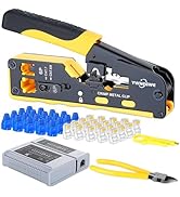 RJ45 Crimp Tool Kit Pass Through Ethernet Crimper Kit Cat5 Cat6 Cat7 Crimping Tool Kit,All-in-One...
