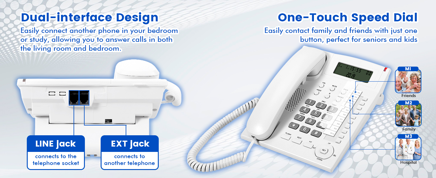 wall desk phone with caller id