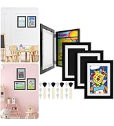 4Pcs Kids Art Frame Changeable 8.5x11 Letter Size Display with Mat Kids Artwork Frame Front Openi...
