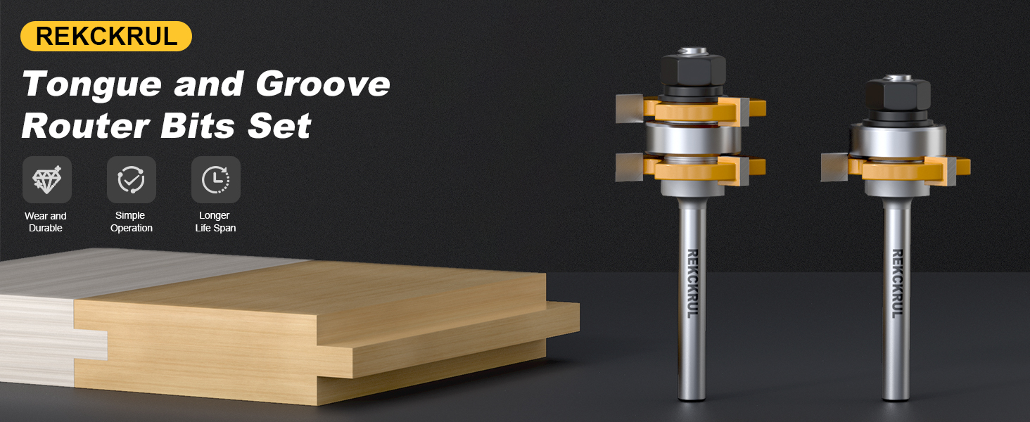 2 PCS Professional Tongue and Groove Router Bit Set