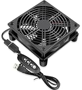 GDSTIME Quiet 120mm Router Fan Cooler with L/M/H 3 Speed Controller, DC 5V USB Powered Case Cooli...