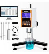 Digital Rotary Viscometer with 4 Rotors and Temperature Probe, Lab Viscosity Meter with Data Outp...