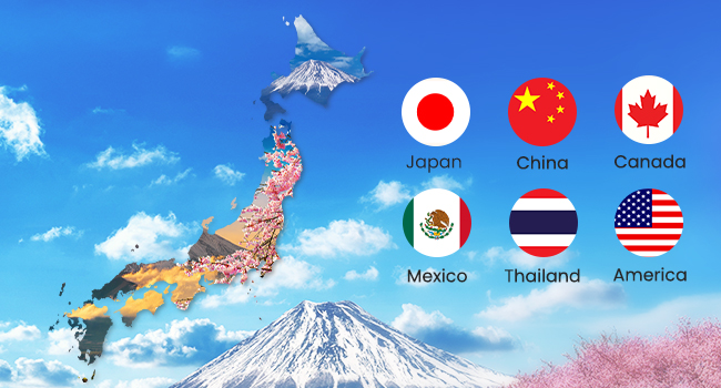 it can be used in countries like Japan, China, the Philippines, Canada, Mexico, Thailand