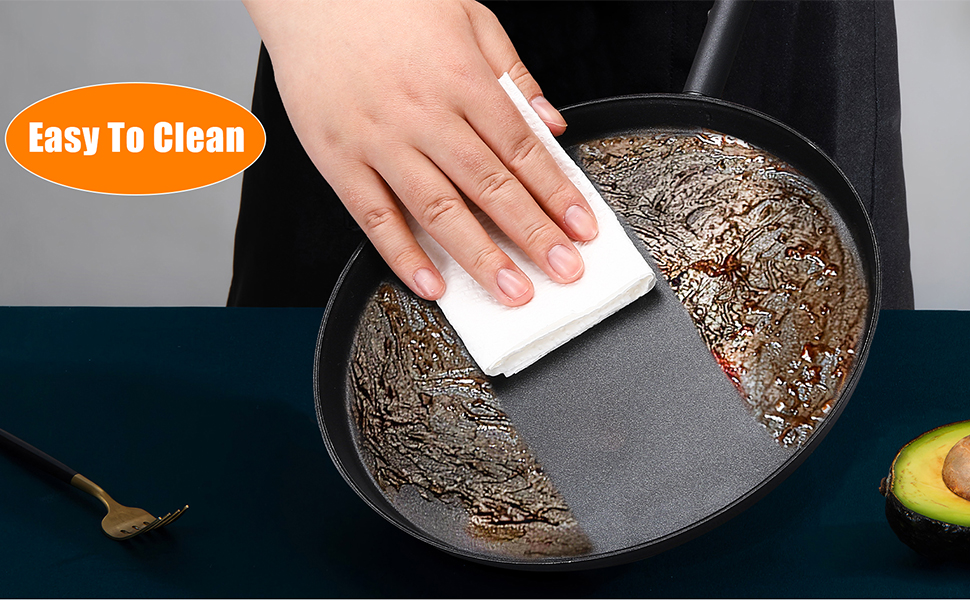 bodkar Frying Pan Skillet Pre-Seasoned 9-inch Flat Griddle Pan with Detachable Wood Handle