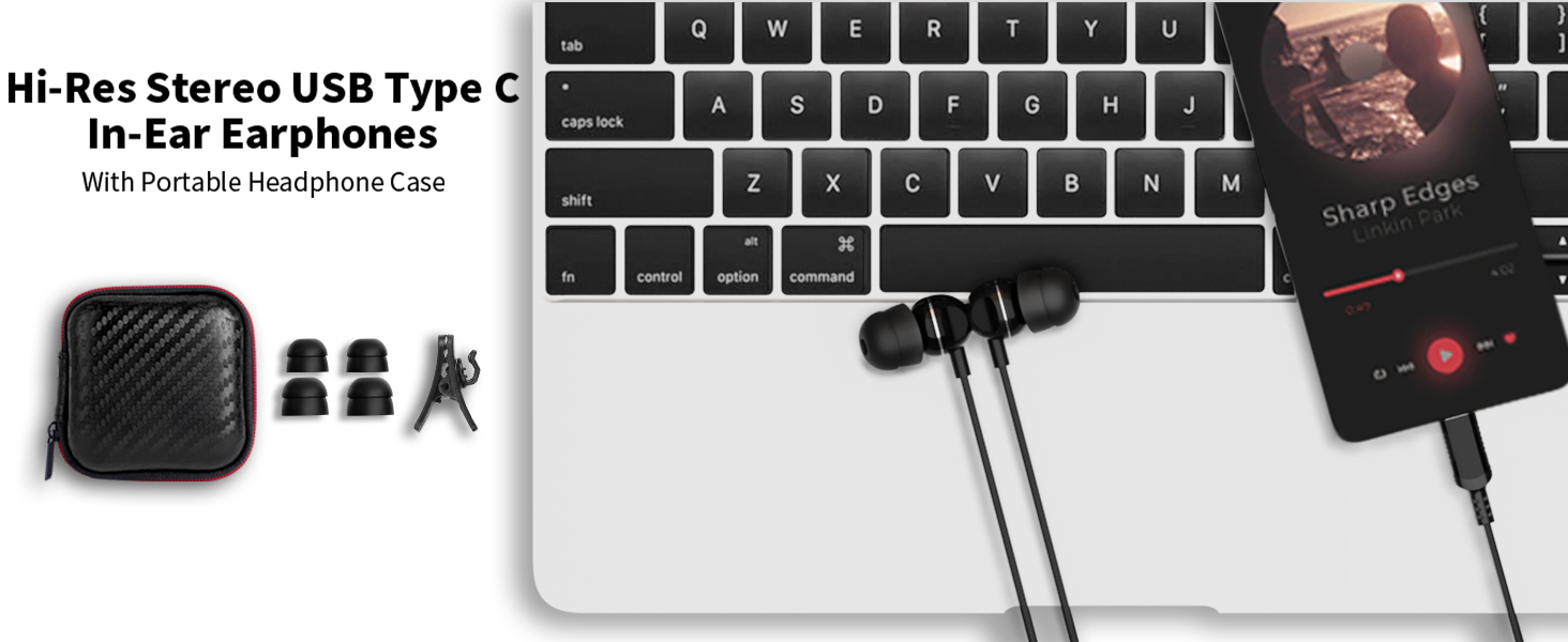 usb c headphones wired sport earbuds