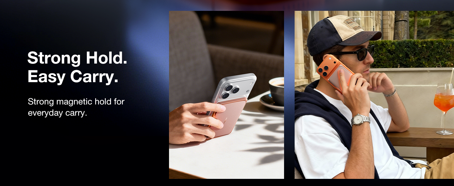 Stylish Snap-On Power Bank, Hands-Free Lanyard Charging, Versatile Magnetic Grip, Active Lifestyle.
