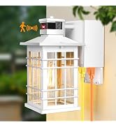Porch Light with GFCI Outlets Built-in, Motion Sensor Dusk to Dawn Outdoor Light Fixture Wall Lan...