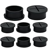 BOPOREAE Desk Grommet, 1 in 25 mm Silicone Rubber Grommets, Black Desk Hole Cover for Cables, Fle...