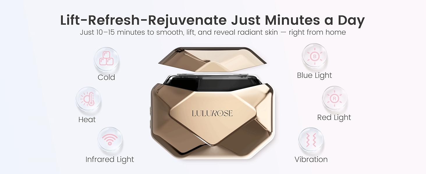 LULUROSE Facial Massager with Cold Heat Light Vibrating for Face