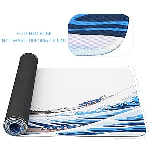 Extended Large Gaming Mouse Pad,Waterproof Keyboard Mouse Mat Desk Pad,Japanese Sea Wave