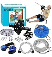 HOKINETY Zip Line Kit for Kids Adults : Up to 450Lbs 200ft Quick Setup Zipline for Backyard Outdo...