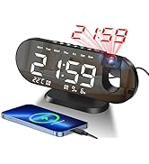 Triangle Plum Projection Alarm Clock, LED Digital Clock Large Display,USB Charger,180° Rotatable ...