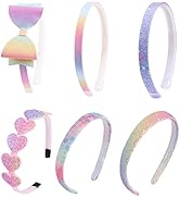 Lizioo Bow Headbands for Girls Glitter Headbands Thin Headbands for Kids Sweet Hairband Toddler H...