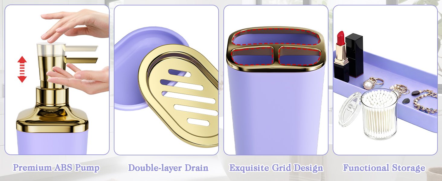 bathroom accessories set with trash can