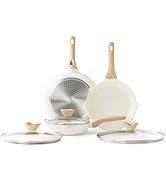 Kordisen Ceramic Nonstick Frying Pan Skillet Set with Lid, 3 Piece Ceramic Pans for Cooking Non T...