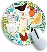 Gctriki Chicken Round Mouse Pad for Desk, Cute Office Decor for Women, Stitched Edge Non-Slip Rub...