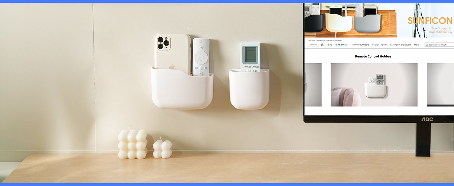 Remote Holder Wall Mount TV FAN Remote Control Holder Bedside Caddy Wall Organizer Phone Holder