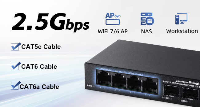 4-Port 2.5G Ethernet Switch with 2-Port 10G SFP+