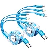Multi Charging Cable,[2Pack 4FT] Retractable Fast Charging 3 in 1 USB Charger Cable Phone Charger...