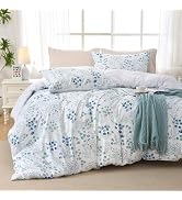 MUXHOMO Duvet Cover Queen Size, Reversible Floral Vintage Duvet Cover Set with Zipper Closure, 3 ...
