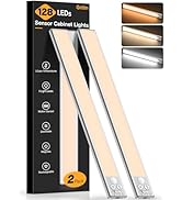 Gritin 14.7inch Under Cabinet Lighting Rechargeable - 128 LED Super Bright, 3-Color&amp;5 Level Brigh...