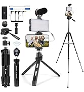 Kalofaye Vlogging Kit for iPhone, Android with Full Size Tripod, Tripod, Phone Stand, LED Light a...