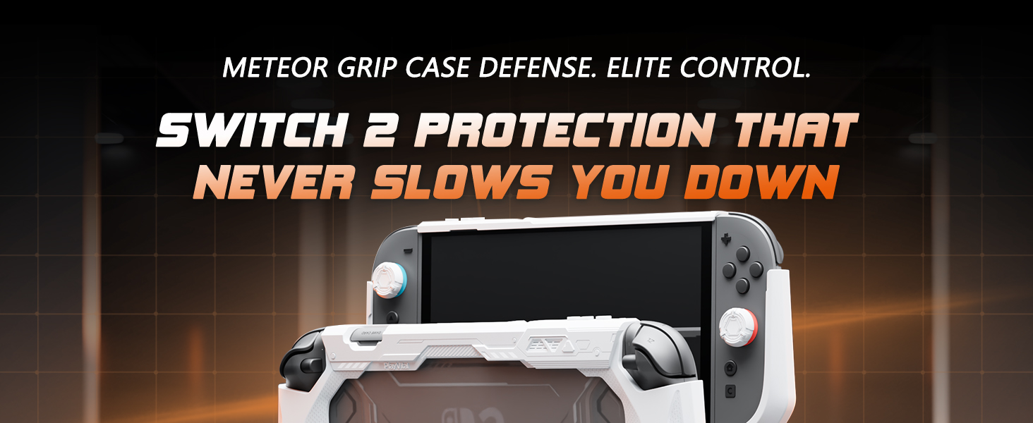 PlayVital Meteor Grip Case for Nintendo Switch 2 with Thumbstick Caps &amp;amp;amp; Ergonomic Grips