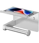 FORIOUS Toilet Paper Holder with Shelf, Adhesive or Screw Wall Mount Toilet Paper Roll Holder for...