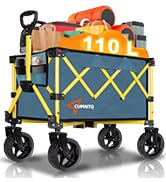 Collapsible Wagon Cart with Wheels, Heavy Duty Foldable Wagon Cart with 260lbs Weight Capacity, U...