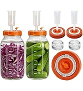 Hersolm Fermentation Kit for Wide Mouth Mason Fermenting Jar, 2 Glass Weights,2 Lids with Date Ma...