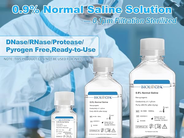 0.9% Normal Saline Solution, 1000ml 0.1um Filtration Sterilized SPSS Buffer