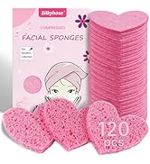Silkyhose Women 120-Count Compressed Cellulose Heart Shape Face Facial Sponges 100% Natural Cosme...