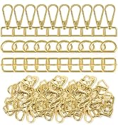 30 Pcs Metal Swivel Lobster Clasp Hooks,D Rings Purse Hardware for Bag Making,Purse Strap Hardwar...