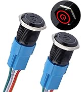 DMWD 2Pcs 16mm Latching Push Button Switch 12V-24V ON/Off 1NO 1NC Waterproof IP66Ant-vandal IK09 ...