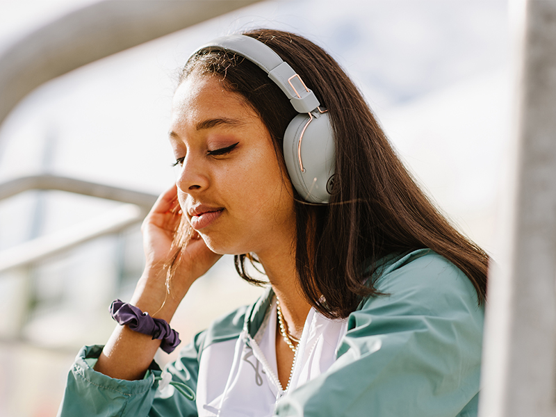 Listening to music with Jlab Headphones