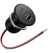 90W All-Aluminum RV USB Outlet 12V/24V 3 Charging Ports, GIBBAB 2 36W PD3.0 Type-C+18W QC3.0 Fast...