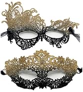 TFTSR Masquerade Masks for Women Couples,Men Mardi Gras Mask,Girls Black Gold Lace Eyes Costume,A...