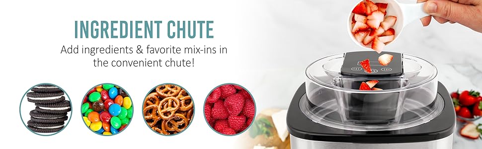 ingredient chute add ingredients and favorite mix ins in the convenient chute