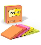 Post-it Notes, 5 Sticky Notes Pads, 3 x 3 in., School Supplies and O?ce Supplies, Sunburst Collec...