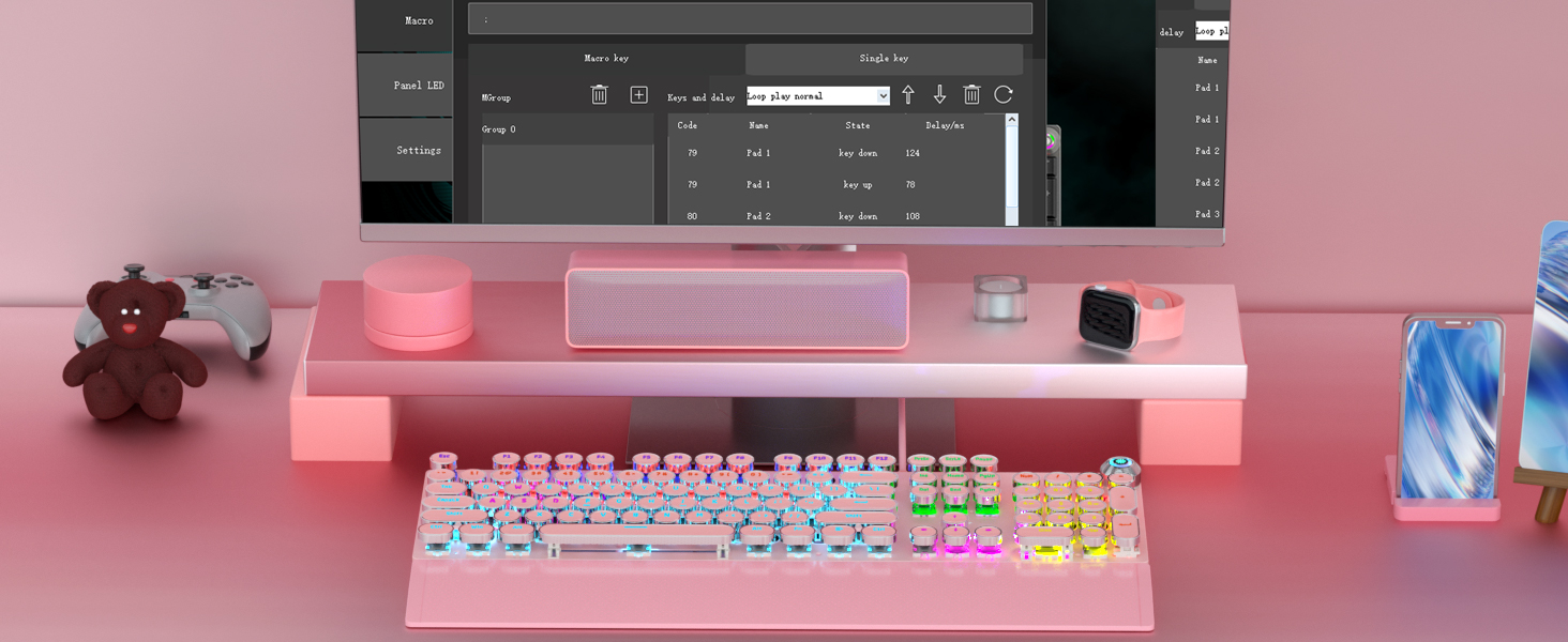 macro programmable keyboard pink mechanical gaming keyboard cute usb wired pc computer keyboard