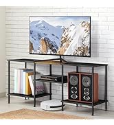 OYEAL 50 Inch TV Stands for Living Room Small Entertainment Center with Open Storage Shelves, Bla...