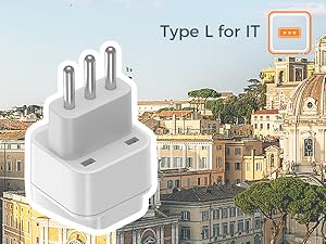 Type L - Italy Travel Adapter