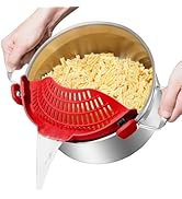 AUOON Oversized Pot Strainer Clip on Silicone - Family-Style Design Pasta Strainer Heat Resistant...