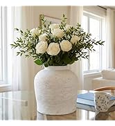 ysnn Large White Ceramic vases for Home Decor,11.02 inch Modern Round Large vases for Decor Livin...