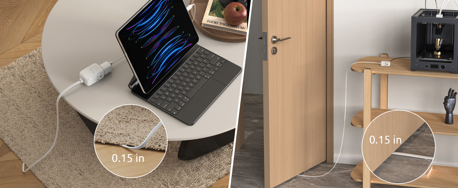 ultra-thin surge protector extension cord