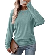 WIHOLL Womens Long Sleeve Shirts Ruched Hem Fall Tops Lightweight Sweaters | Dolman Sleeves, Side...